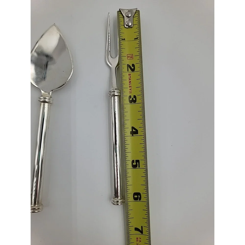 VTG 3 Pc Cheese Knife Spreader Slicer Fruit Fork Set Silverplated Rod Handles